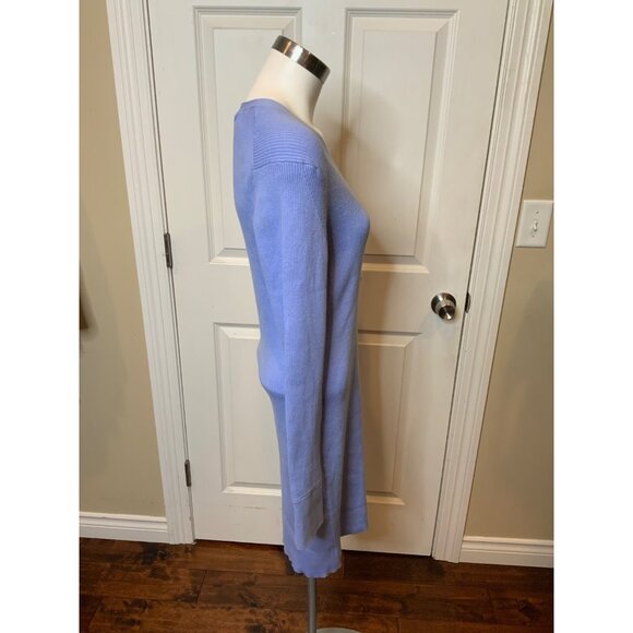 Samsoe Samsoe Blue Rib Knit Henley Long Sleeve Everly Dress, Size XL - Picture 2 of 7